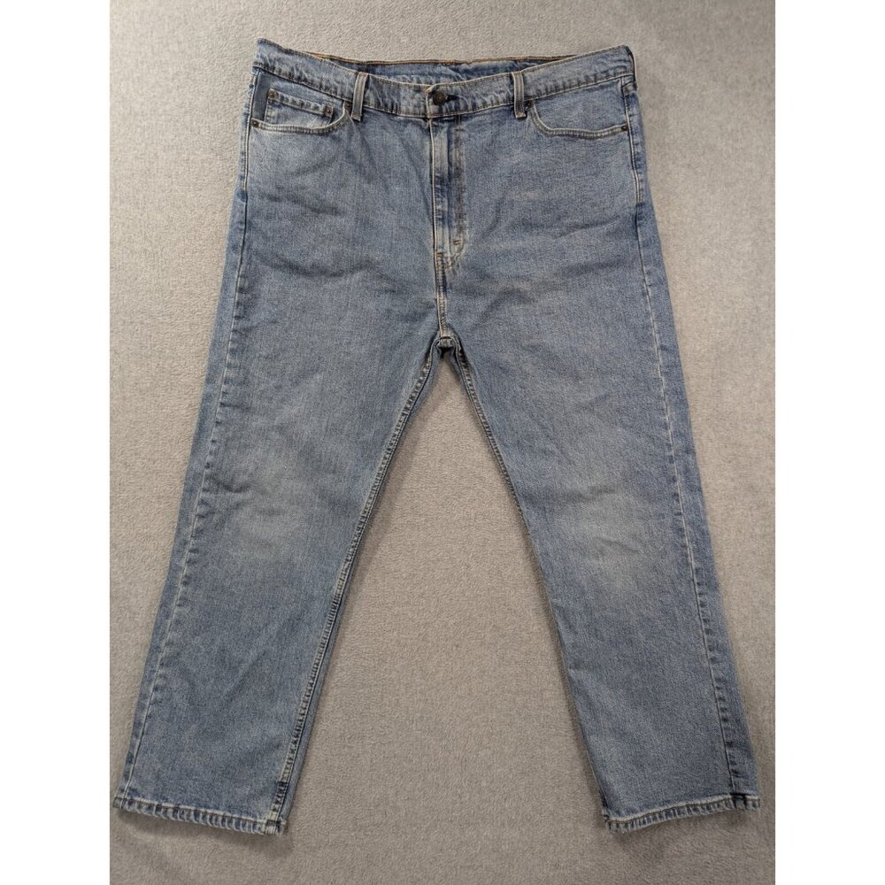 Levis 505 Jeans Mens Size 44x30 Blue Faded Whiskers Relaxed Straight